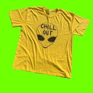Yellow Alien graphic tee